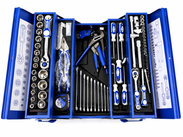 Professional 128-Piece Mechanics Tool Kit with Metal Toolbox