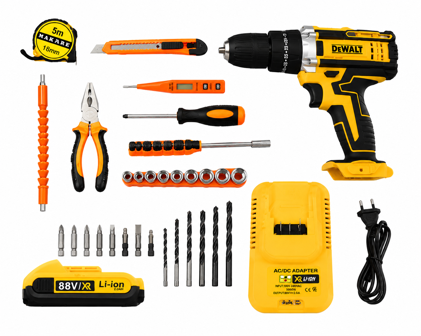 DeWalt 88V Cordless Drill Driver Kit | Rechargeable Drill Set – Fine Tech Machinery Kenya - Image 2