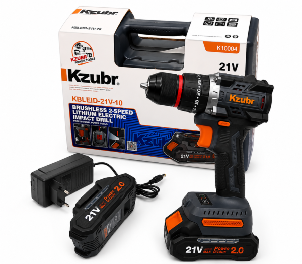 Kzubr 21V Brushless Cordless Impact Drill | 2-Speed Lithium Drill Kit