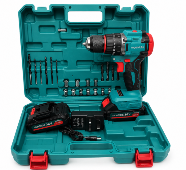 36V Cordless Brushless Drill Driver Kit with 2 Batteries & Carry Case
