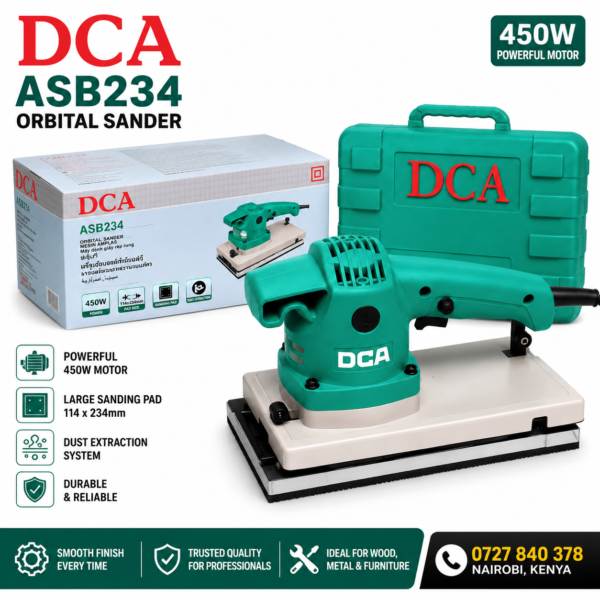 DCA ASB234 450W Orbital Sander | Professional Finishing Sander | Fine Tech Machinery Kenya