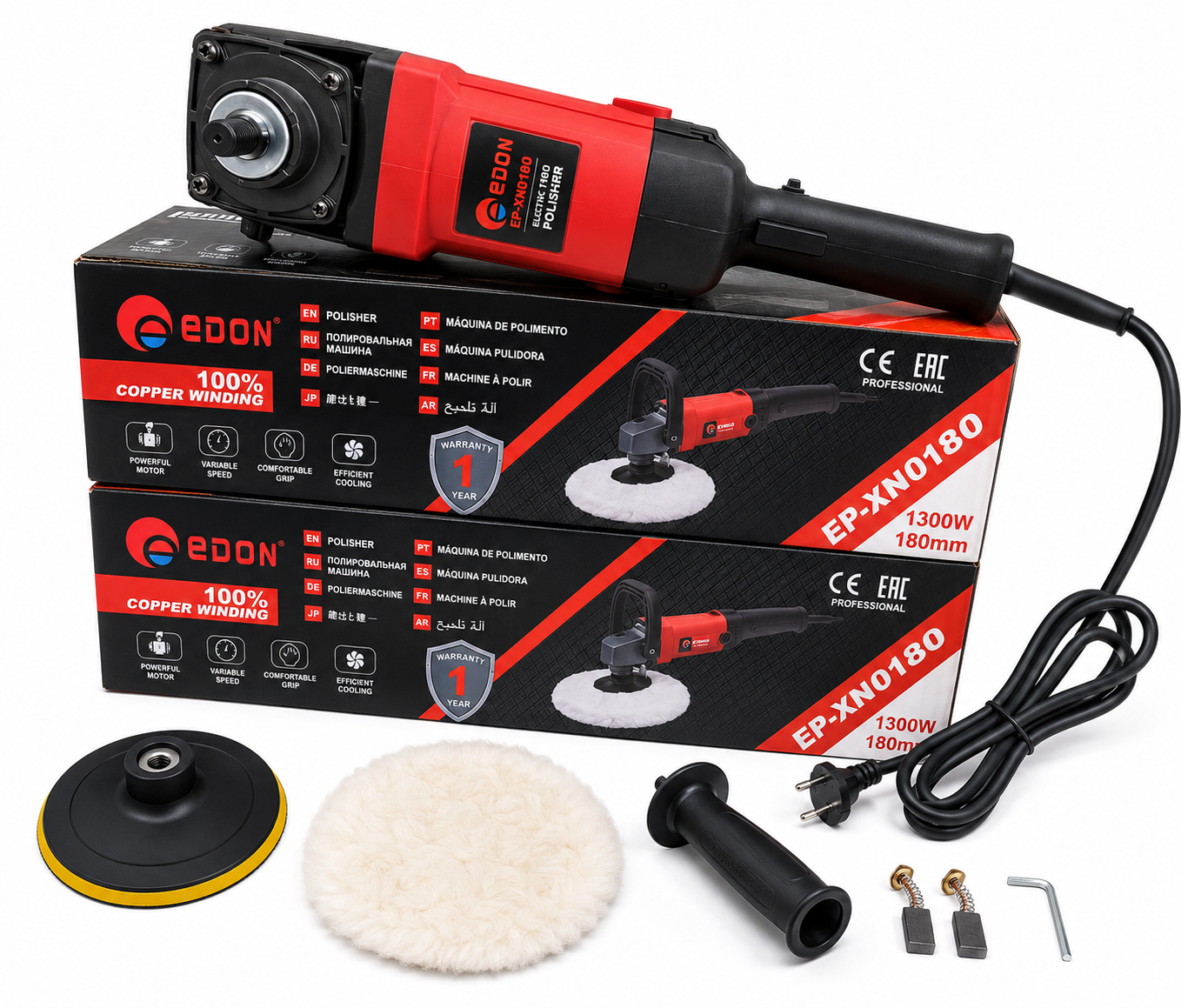 EDON EP-XN0180 Electric Polisher 1300W 180mm | Professional Car & Surface Polisher