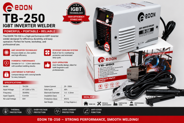 EDON TB-250 IGBT Inverter Welder 250A | Portable MMA Arc Welding Machine