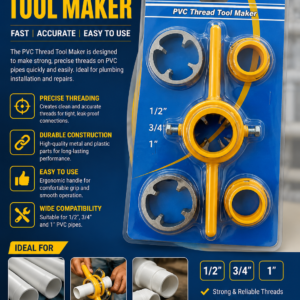 PVC Thread Tool Maker Set – Professional PVC Pipe Threading Tool Kit (1/2", 3/4", 1")