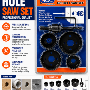 6-Piece Hole Saw Set – Professional Hole Cutter Kit for Wood, PVC & Drywall