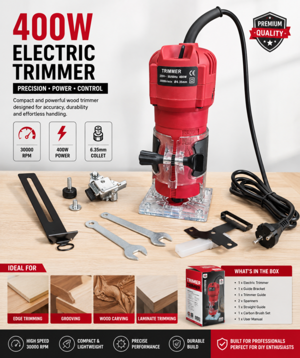 Electric Wood Trimmer 400W Compact Palm Router for Woodworking