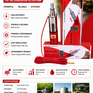 3rd Generation Solar Submersible Water Pump – High Efficiency DC Solar Borehole Pump