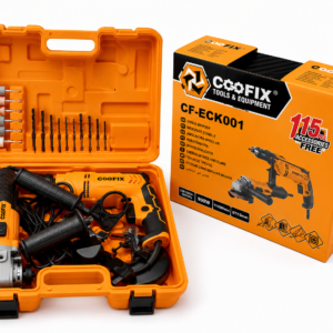 COOFIX 115-Piece Power Tool Combo Kit – Angle Grinder & Impact Drill Set