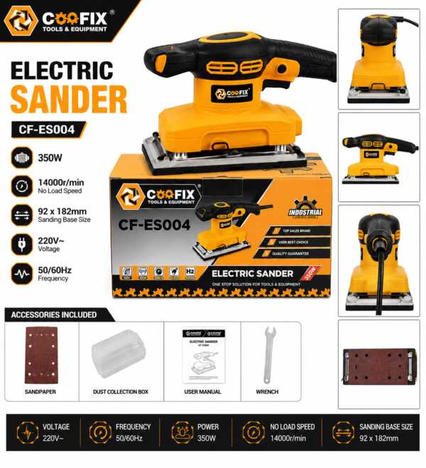 COOFIX CF-ES004 Electric Sander – 320W Professional Finishing Sander