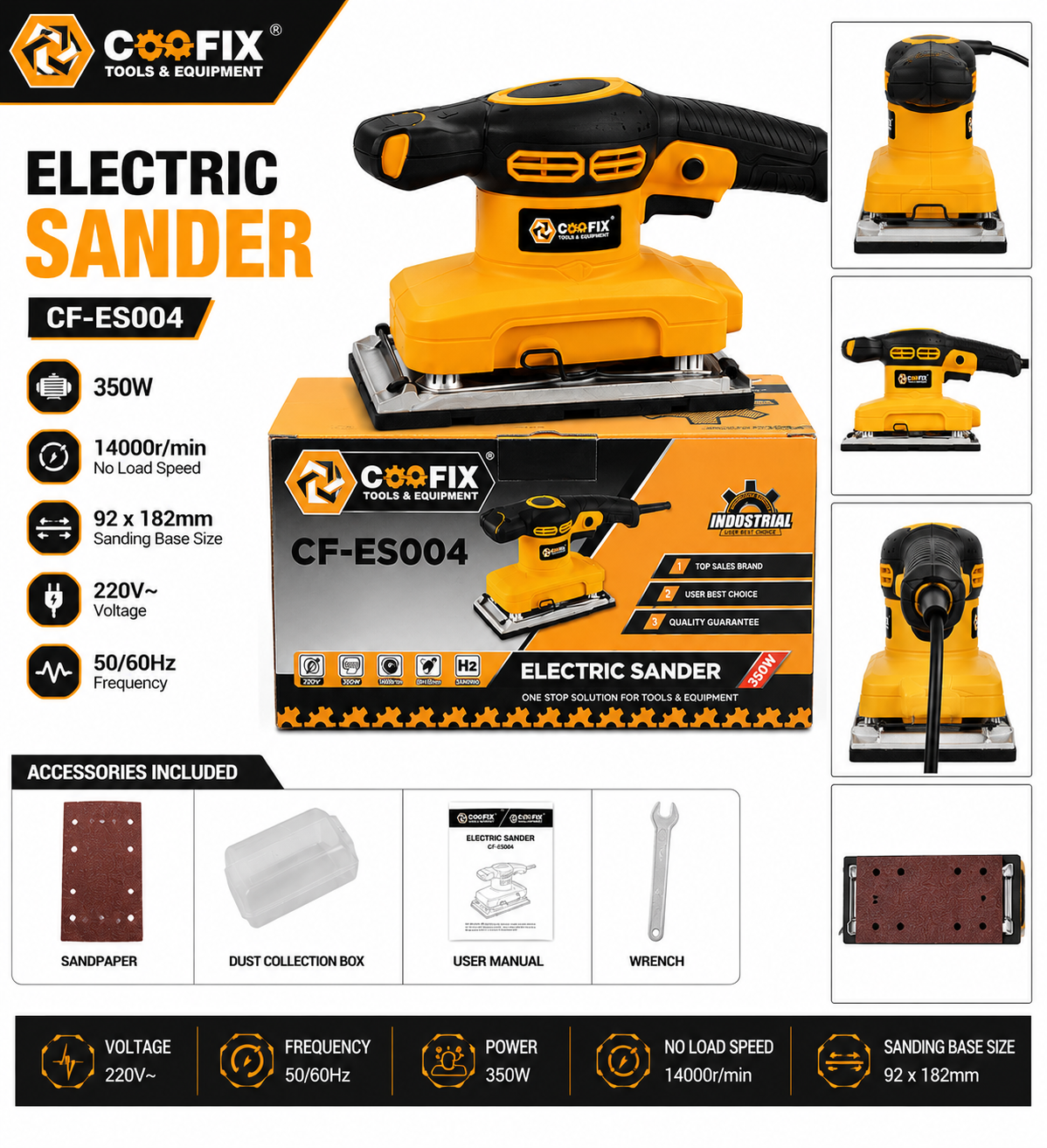 COOFIX CF-ES004 Electric Sander – 320W Professional Finishing Sander