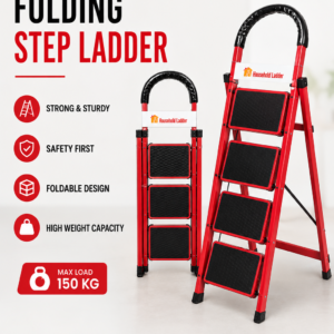 Heavy-Duty Folding Household Step Ladder – Anti-Slip Steel Ladder