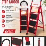 Heavy-Duty Folding Household Step Ladder – Anti-Slip Steel Ladder